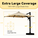 EROMMY 10 X 10 Cantilevered Umbrella with LED Lights - Brown-Erommy